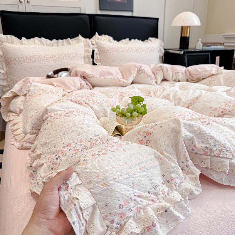 High Quality Class A Puff Yarn Cotton Lace, Washed Cotton Quilt Cover Dormitory, Pieces 4
