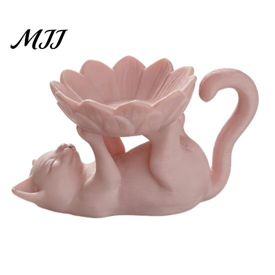 Gifts for Women Girls 3D Printed Lazy Lying Cat Lotus Jewelry Tray, Cute Figurine Desktop Organizer Tray Trinket Dish, Catchall Rings Earrings