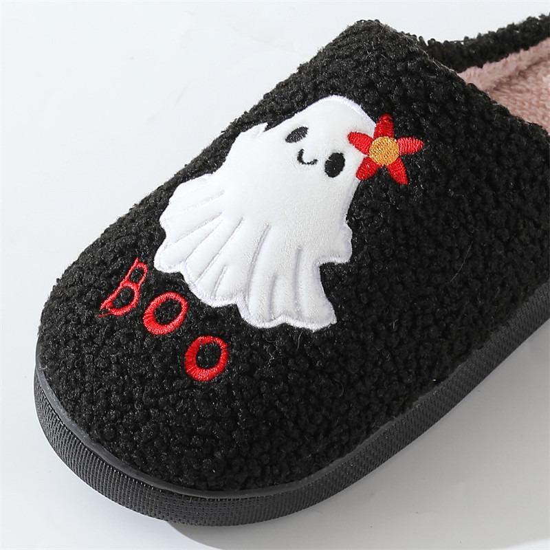 Winter Halloween Funny Cotton Slippers Women's Household Indoor Flowers Ghost Warm Slippers Winter