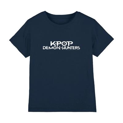 Chasseurs de démons K-Pop - T-shirt blanc avec logo pour enfant, Bleu marine