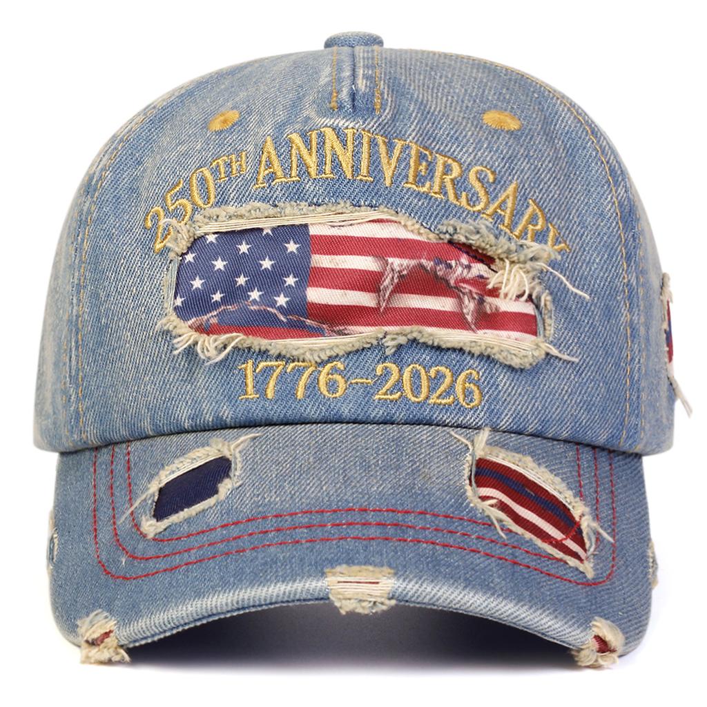 United States 250th Anniversary Baseball Cap,Floral and Flag Print, Adjustable Sunshade, Patriotic Parade Gift for History Buffs