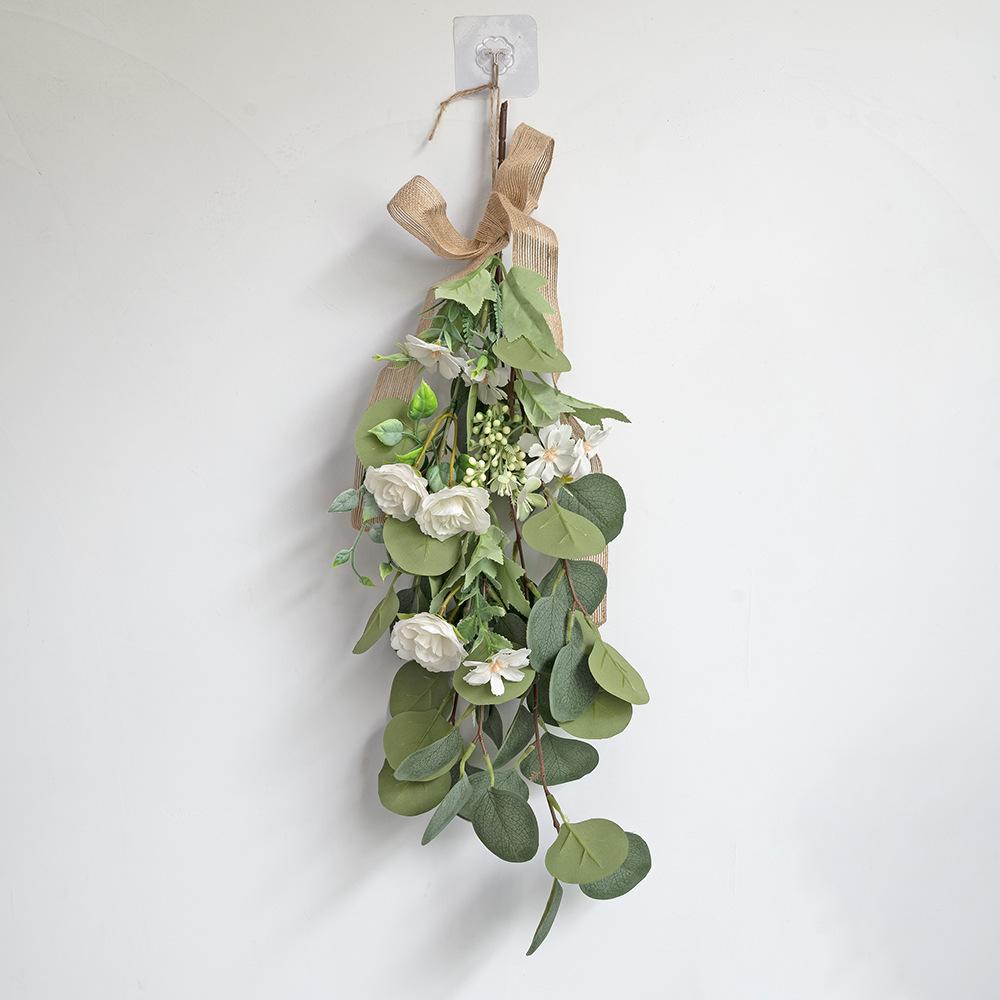 Simulation Rose Peony Wall Hanging Eucalyptus Leaves Simulation Leaves Hanging Down Home Hotel Wall Decoration Hanging Jewelry