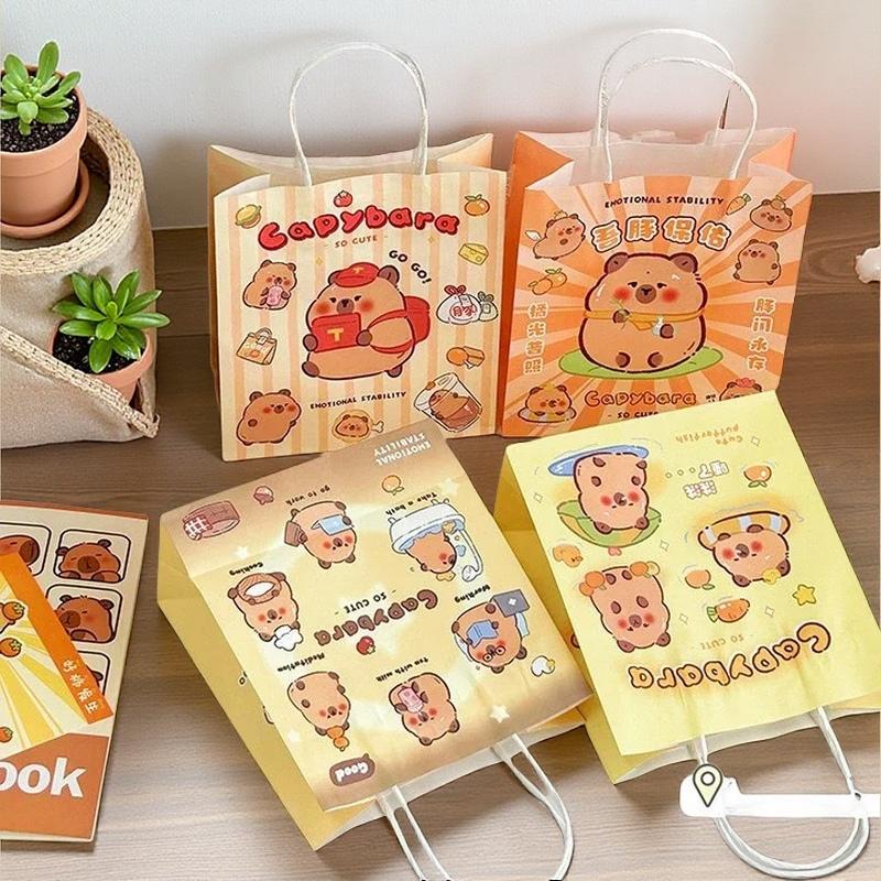 10-60PCS Cartoon Capibala Gift Bag Creative Dolphin Packaging Cute Paper Bags Birthday Shopping Handheld Gift Bag