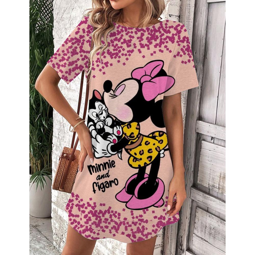 Vestito da Donna Scollo O Manica Corta Sexy Stampa Disney Topolino