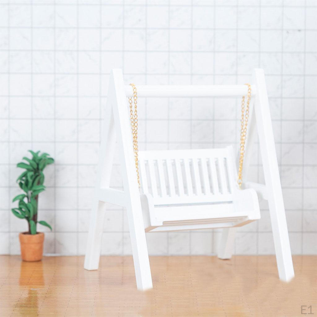 /12 Exquisite Miniature Wooden Porch Swing for Garden Doll Craft Kids Pretend Play Toy