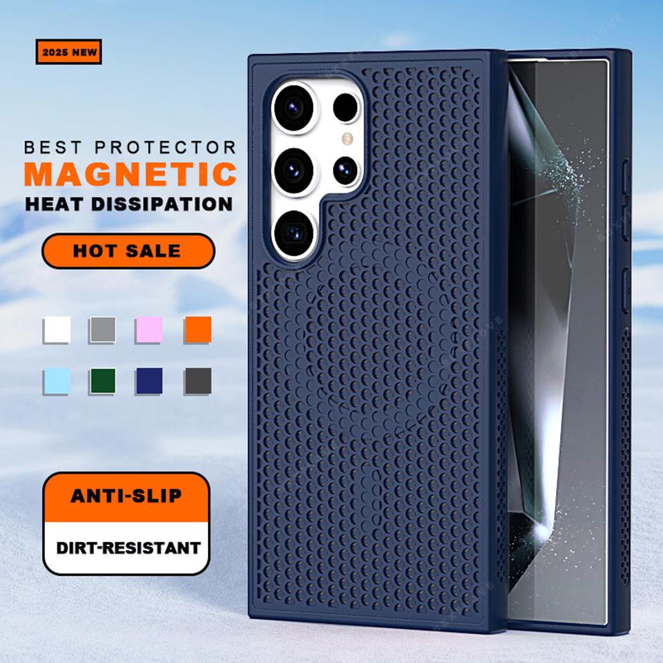 Heat Dissipation Magnetic Phone Case for Samsung Galaxy S22 S23 S24 S25 Ultra Plus S23FE Matte Magsafe Charging Shockproof Cover