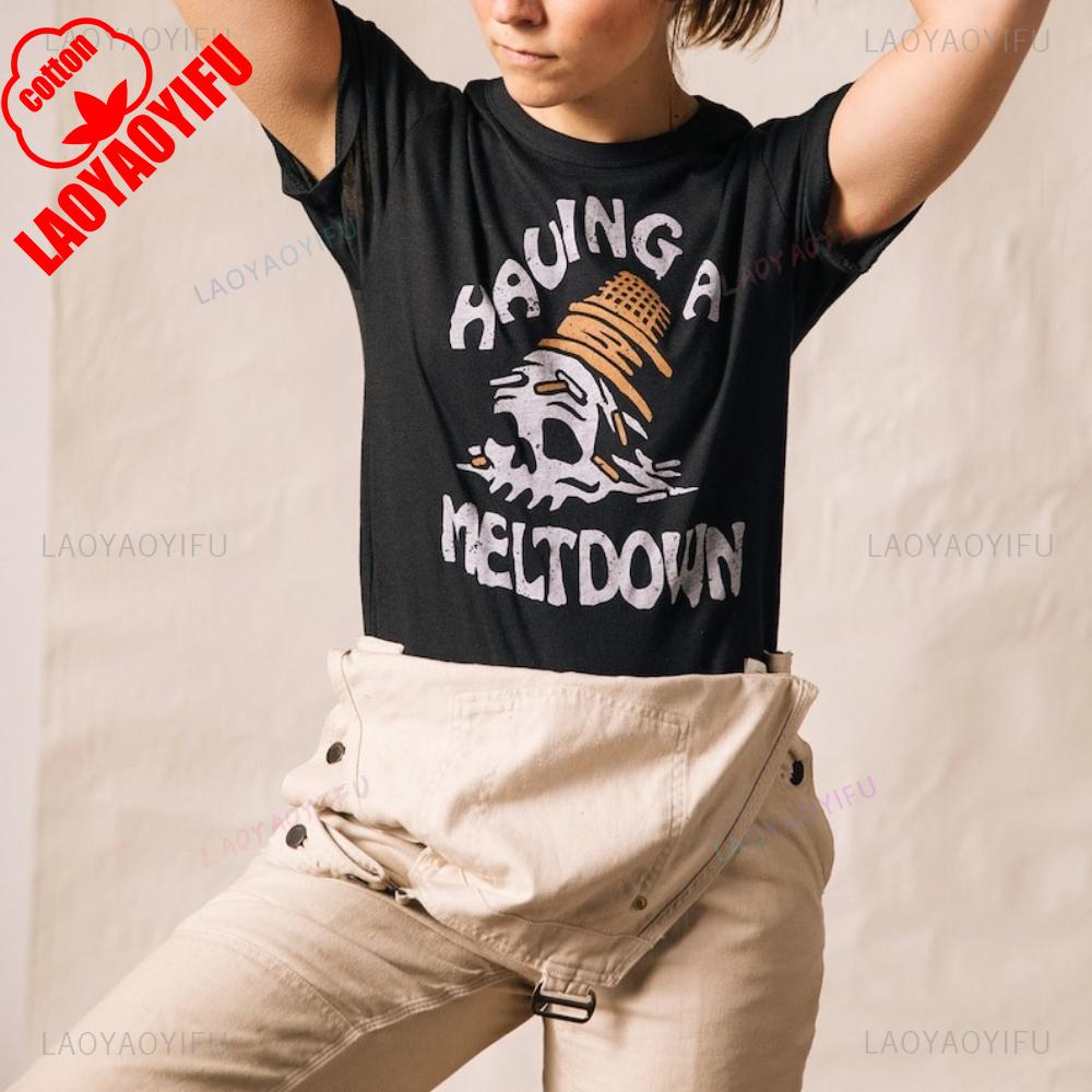 Having A Meltdown Ice Cream Cone Woman Man Printed Tshirt Funny Ice Cream Foodie Cotton Tshirts Hipster Dessert Sprinkles 4XL