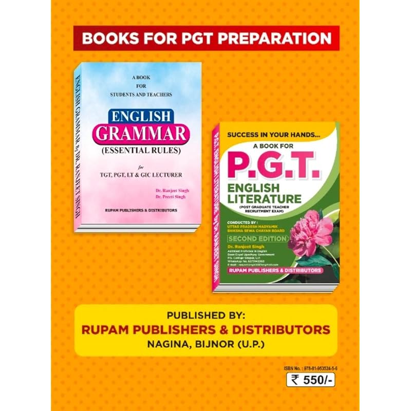 Practice Papers P.G.T. Exam English with 8125 MCQs (Also Useful for GIC, UPSESSB, NVS, KVS DSSSB & All States' Lecturer Exams)