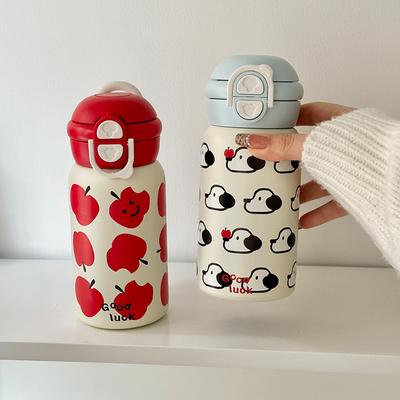 New Ins Wind High Appearance Level Double Drink Thermos Cup Girls Large Capacity Stainless Steel Water Cup Cute Little Black Cat Cup