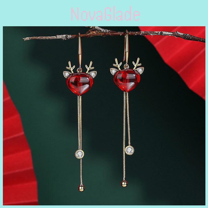 Christmas Snowflake Earrings With Colorful Rhinestones And Alloy For Women