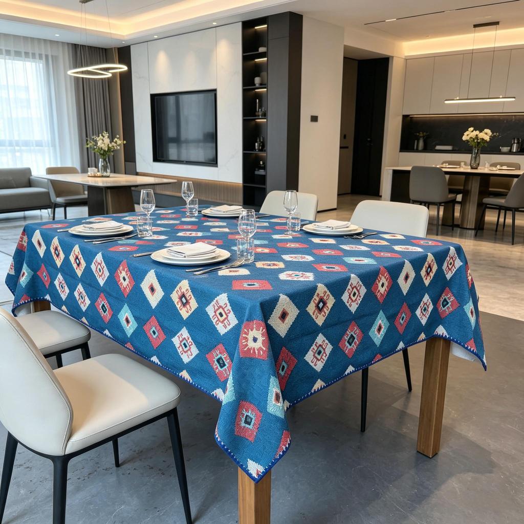 Tavola da Pranzo Casa Cucina Festa Decorazione Tocco Morbido Lavabile Pratica Rettangolare Cotone Lino Tovaglia