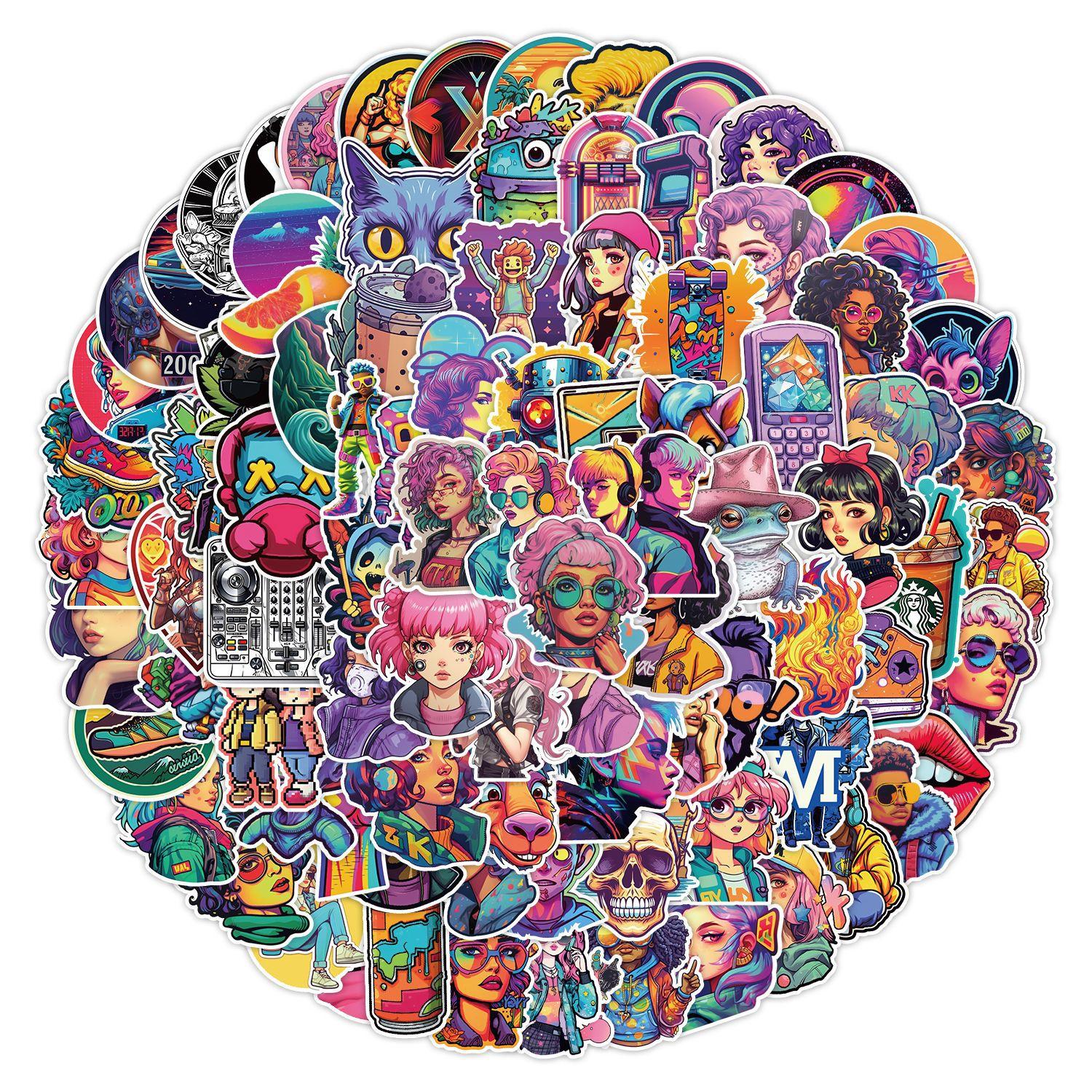 

100 Y2K Style Graffiti Stickers Suitcase Skateboard Car Decoration Stickers Waterproof Creative Children s Stickers