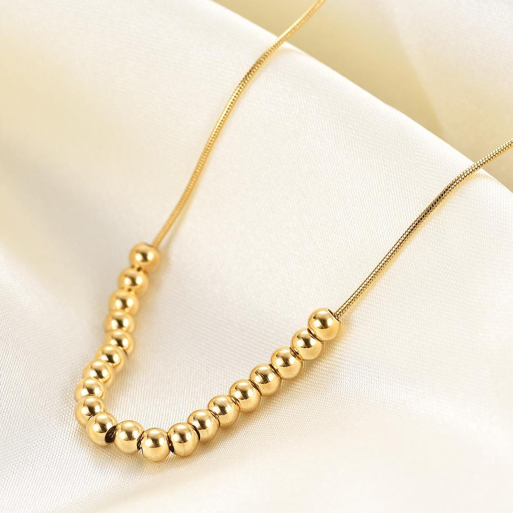 4MM Stainless Steel Clavicle Necklace: European & American Fashion, Versatile Women's Simple Chain with Twenty Round Beads