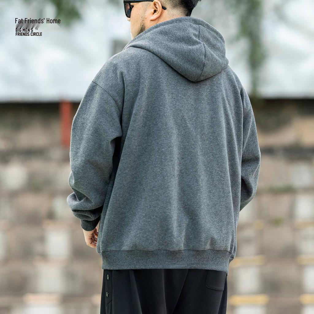 Men's Casual Hooded Zip-Up Jacket - Warm & Loose Fit for Autumn/Winter