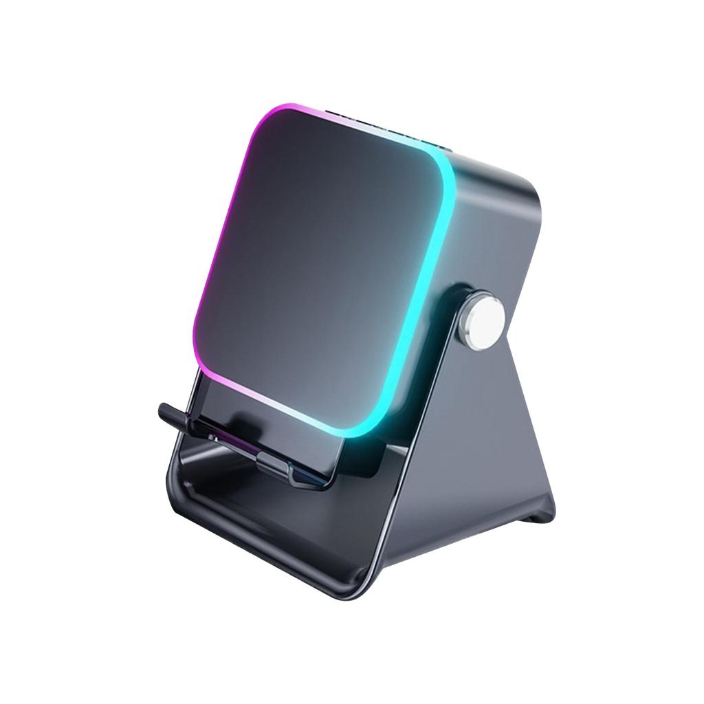 Alto-falante Bluetooth Sem Fio 5 em 1 com Suporte para Telefone Possui Suporte Ajustável 360° e Luzes Coloridas Longa Duração da Bateria com Graves