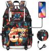USB-Lade-Rucksack für Teenager-Schüler, Reise-Laptop-Tagesrucksack, 67, Gourmet-Stil, Leicht, Wasserabweisend, Großes Fassungsvermögen