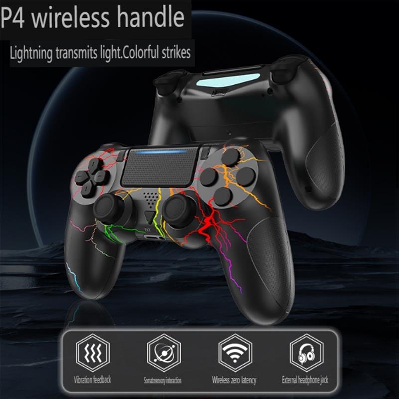 Wireless Controller for PS4 with RGB Lighting,  Remote Game Joystick Compatible with PlayStation 4/PS4 Slim/PS4 Pro/PC
