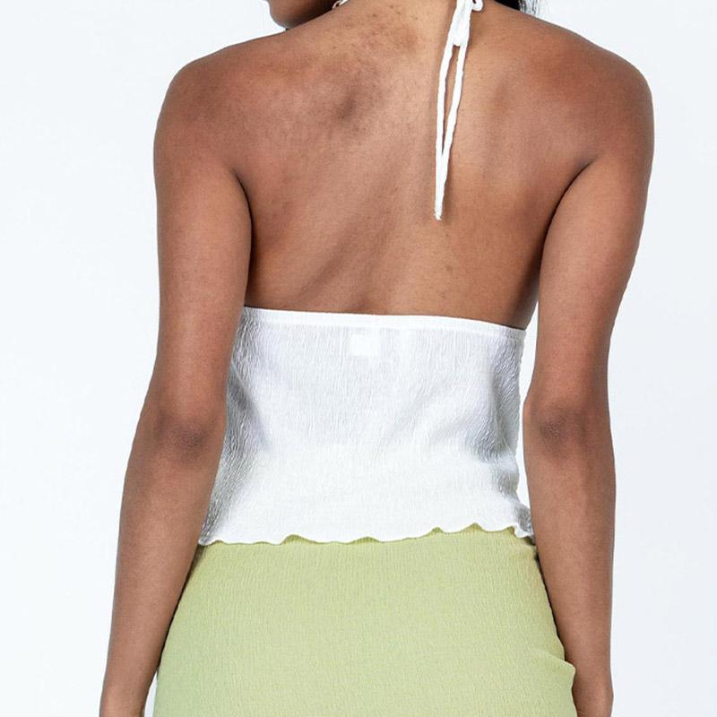 Dámské crop topy s halterneckem Letní jednobarevné bandážové s otevřeným předním dílem Bez zad Bez rukávů Zelené topy y2k Streetwear