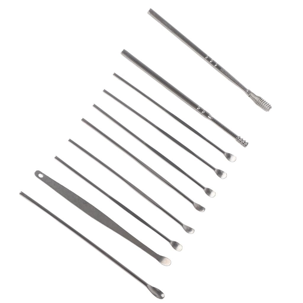 Stainless Steel Spiral Ear Wax Cleaner Set Portable Ear Pick Spoon Earwax Removal Tool KitSilver