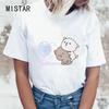 Fashionable Women Harajuku Funny Peach Cat T-Shirt Ladies Streetwear Kawaii Pattern O-Neck T Shirt Tops Casual Women Tshirt