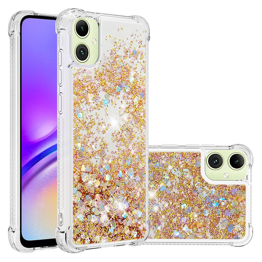 

For Samsung Galaxy A06 4G TPU Case Glitter Quicksand Shockproof Phone Back Cover Gold/Hearts
