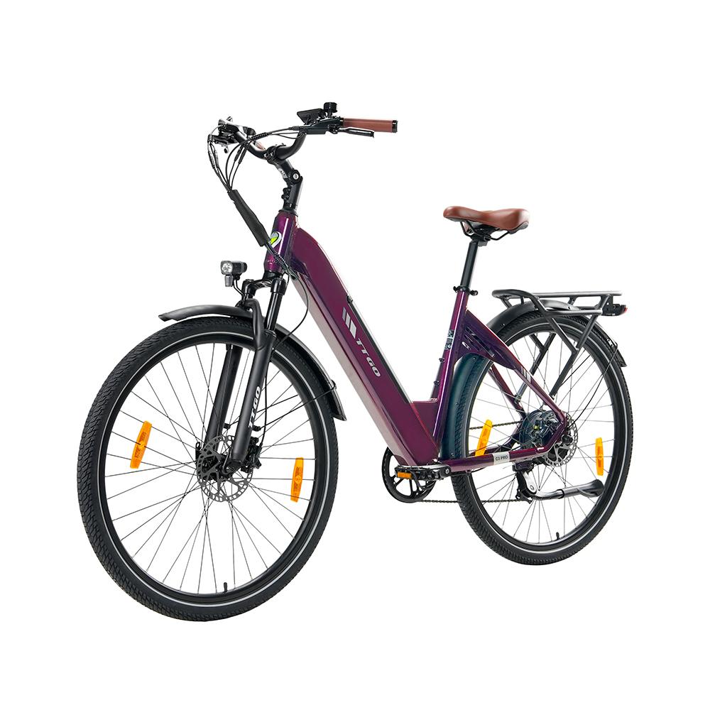 TTGO C3PRO weiß/schwarz/grün/rot 250W Motor, 36V 20AH Akku, 28*2,0 Zoll Reifen, 7-Gang Stadtelektrofahrrad rot