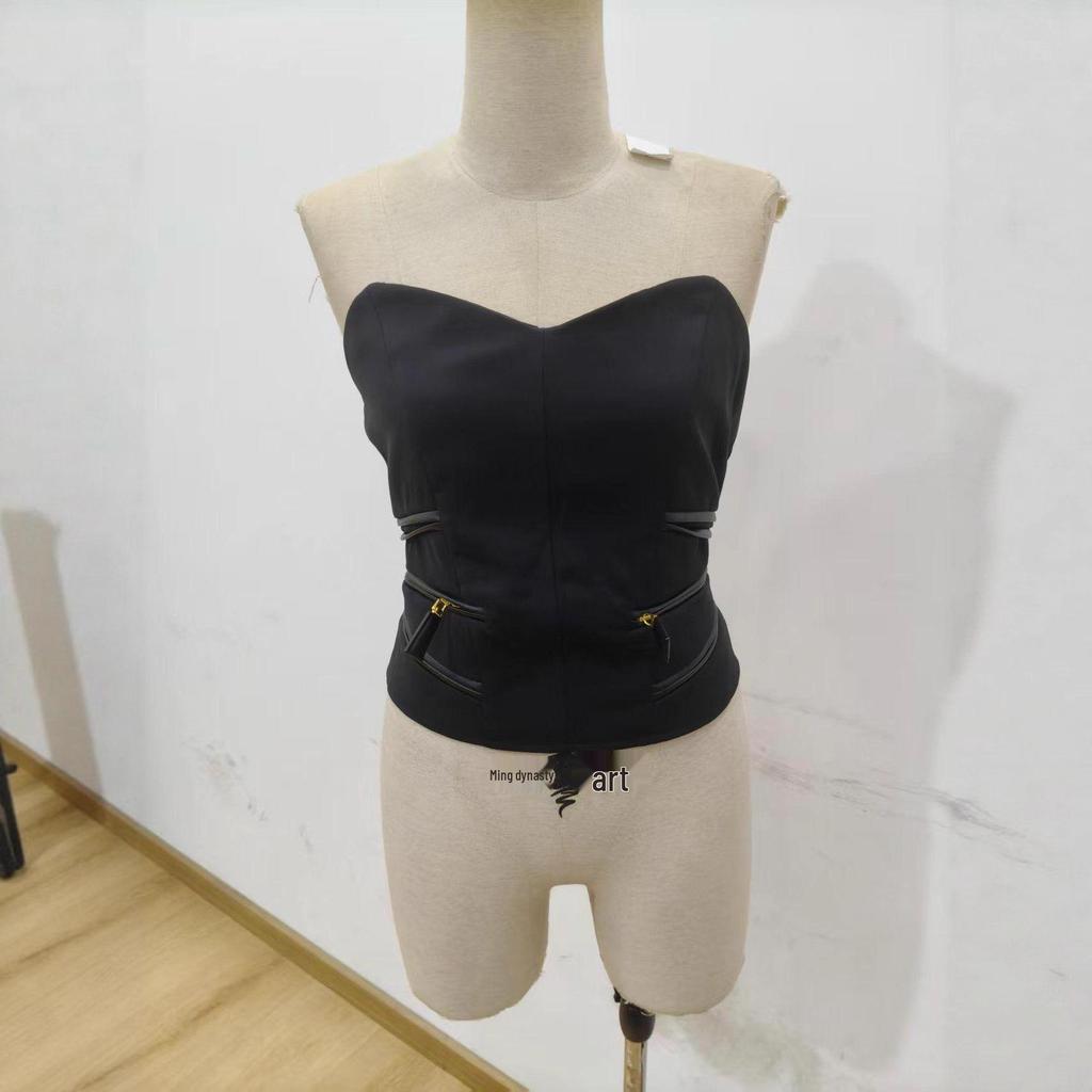 TZ7197 Pure Desire V-Neck Tube Top: Women's Chic Slim-Fit, Sweet and Sexy Fashionable Vest