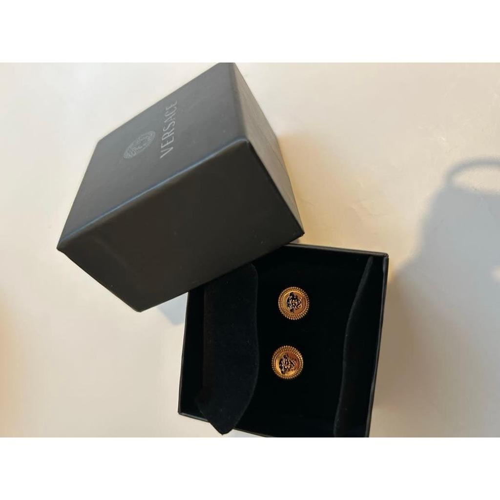 Used New Versace Stud Earrings Gold Unisex