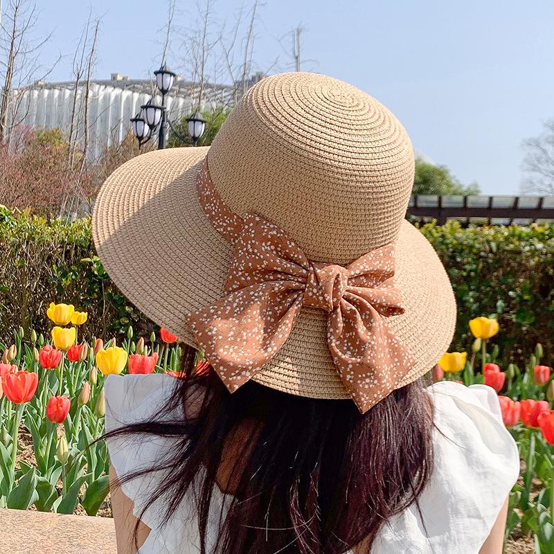 Elegant French Retro Straw Sun Hat for Women - Breathable, Wide Brimmed Beach Cap with Bowknot Design Outdoor Accessories|Elegant French Style