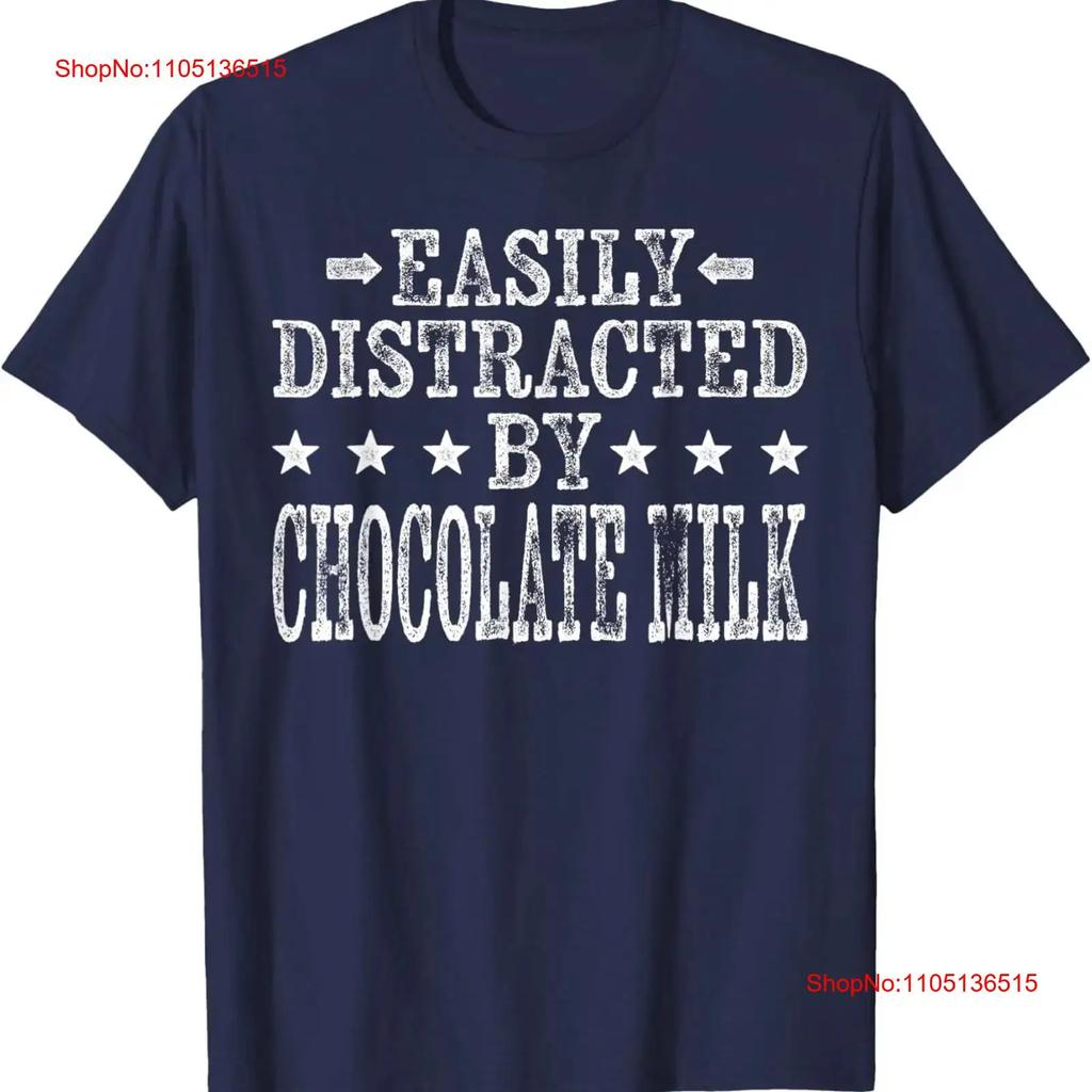 Leicht ablenkbar durch Schokoladenmilch Lustiges T-Shirt vintage gewaschen Grafik Lässig Unisex Atmungsaktiv Vielseitig Streetwear