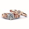 Rose Gold Floral Diamond Bridal Set, suitable for Independence Day wedding, rose gold material, flower shape, full of romance and sweetness.