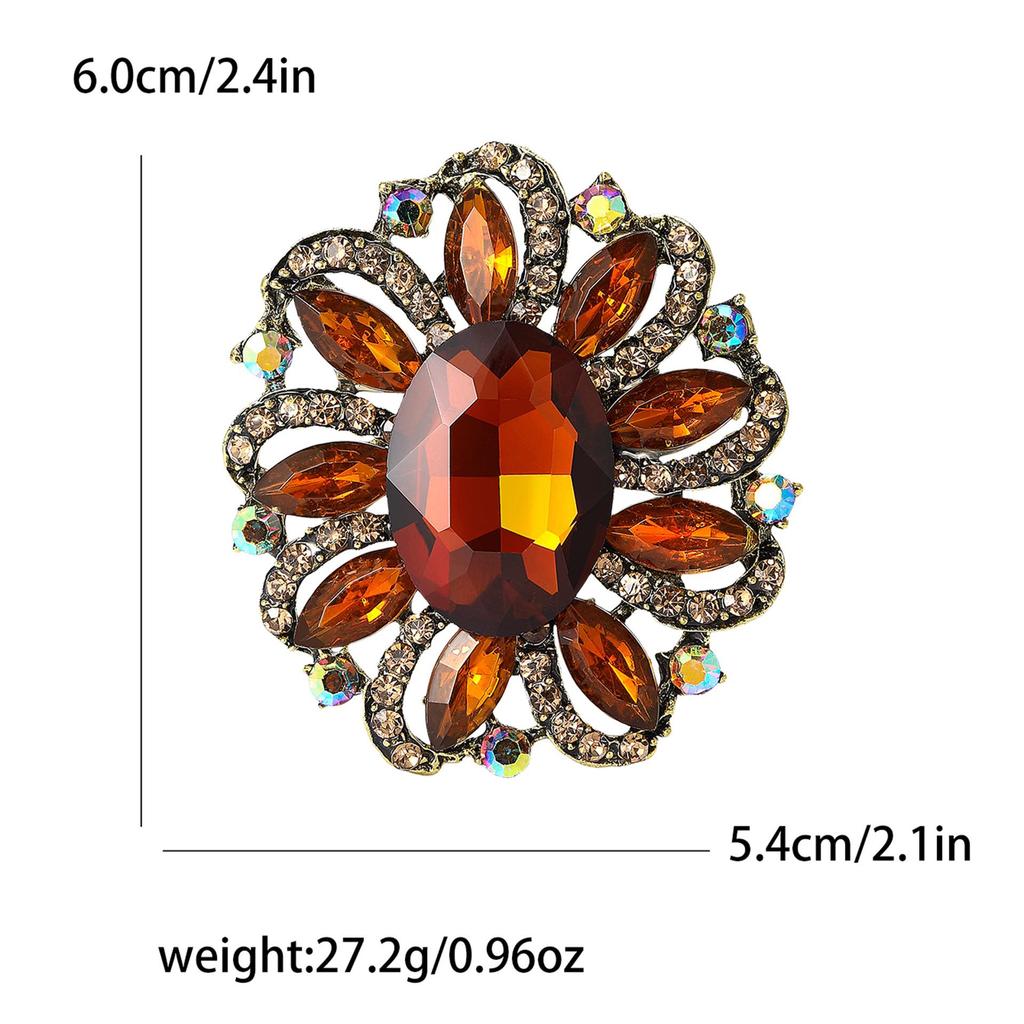 Korean Style Rhinestone Glass Brooch: Medium-Sized, Versatile & Exquisite Women's Pin