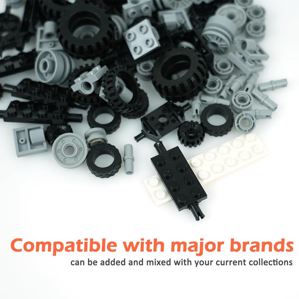 Wheel and Axle Building Block Parts Set, Vehicle Truck Tires, Compatible with Classic Building Block Cars (90 Pieces)