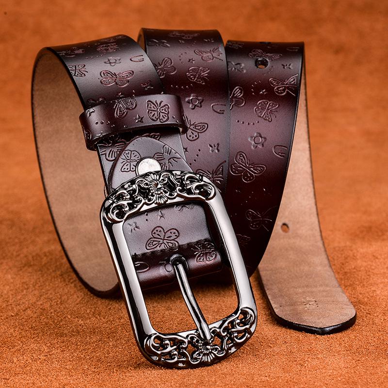 Curea de damă din piele naturală de vacă – Accesoriu de talie casual la modă și versatil.