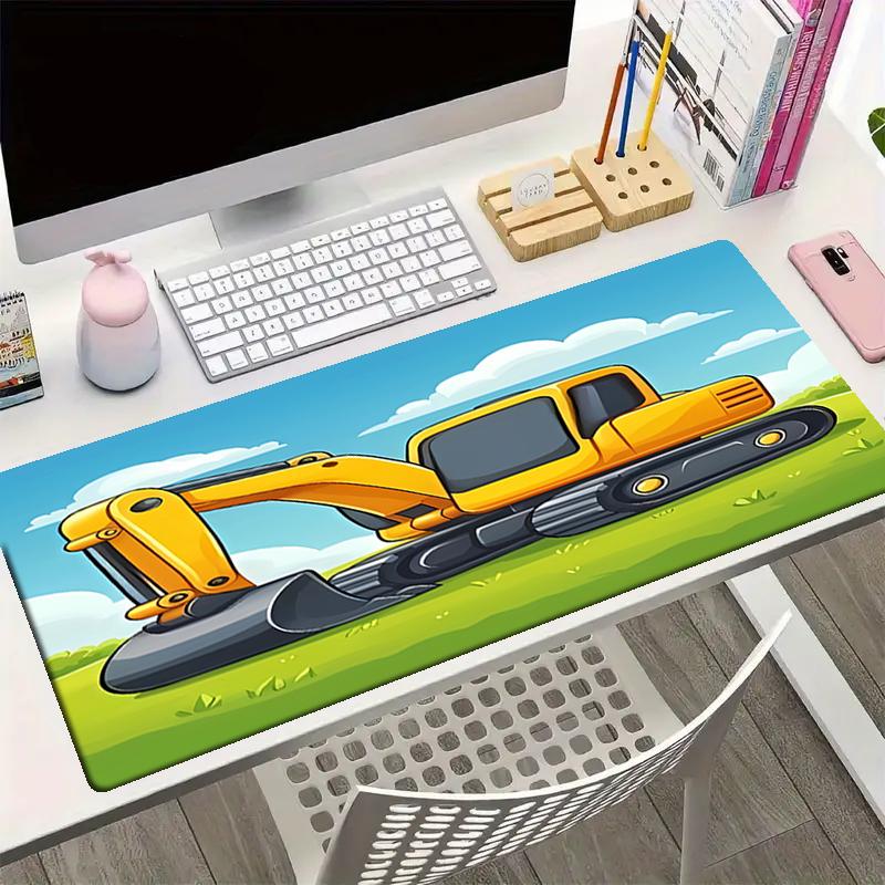 excavator Theme Mouse Pad, Non Slip Rubber Base, Multifunctional Office & Home Decor, Perfect for Workspace Personalization.