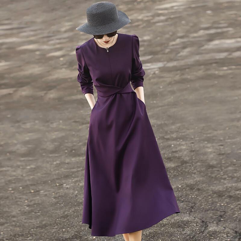 

Лансер 2026 Весна Элегантное Фиолетовое Платье с Длинным Рукавом XL