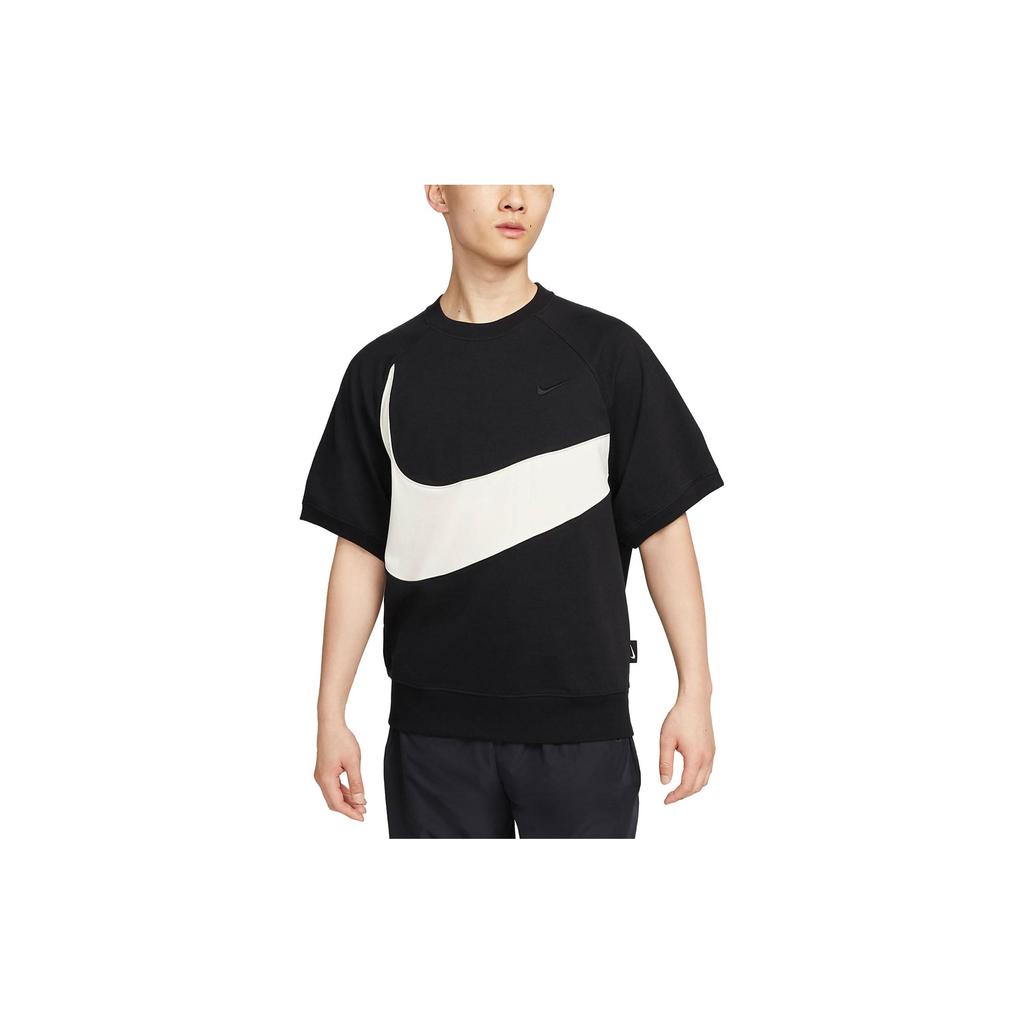 Nike Sportswear Swoosh Big Logo Print Casual Crew Neck Short Sleeve T-Shirt Men Tops Black FB7872-010