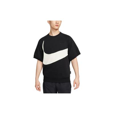 Sportovní oblečení Swoosh Velký potisk loga Ležérní tričko s kulatým výstřihem a krátkým rukávem Pánské topy Černá FB7872-010