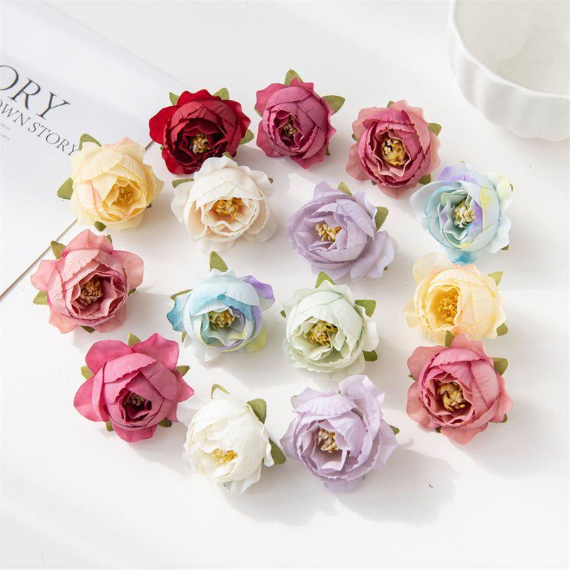 40/80pcs Artificial Flower Silk Rose Wedding Garden Festival Party Wreath Headdress Diy Gift Home Vase Scrapbook Bridal  Decor