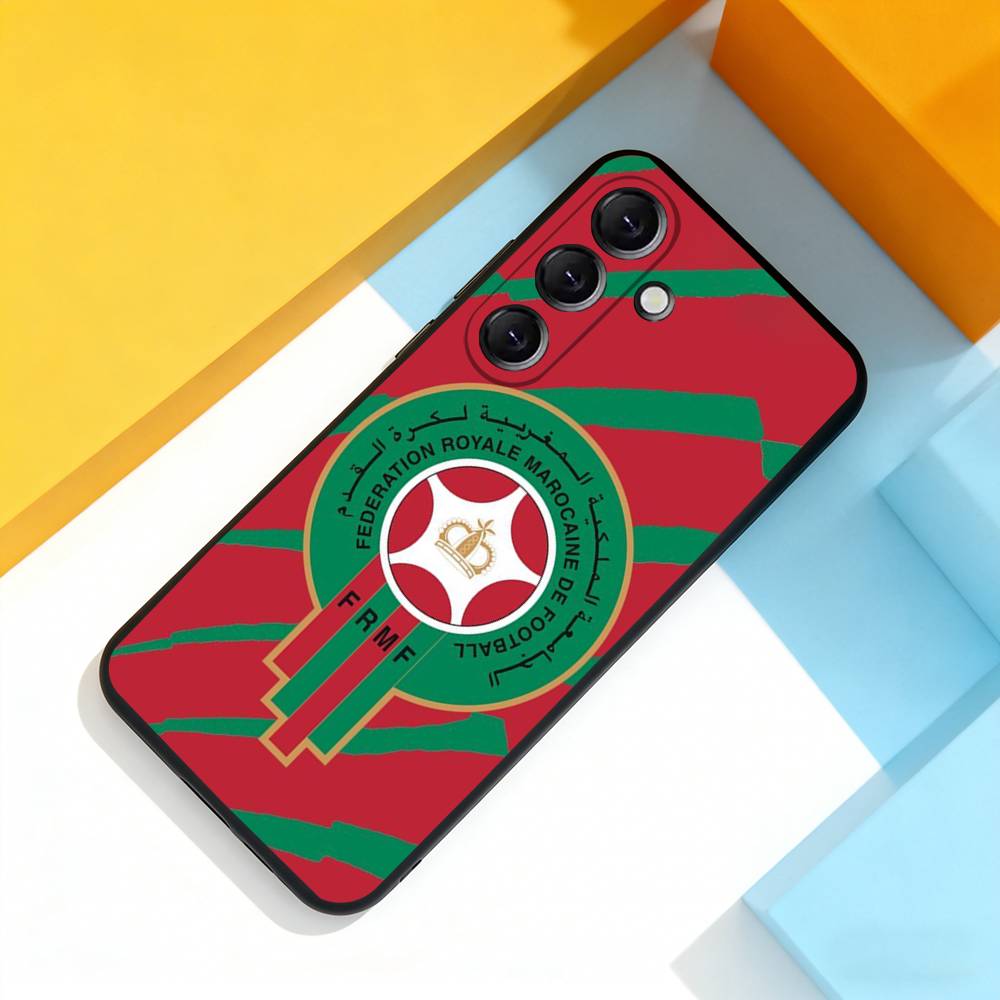 Custodia per Telefono con Mappa Bandiera del Marocco M-Maroc Per Samsung Galaxy A 22,71,53,52,51,72,73,5G,Note,J7,8,9 Copertura Nera Morbida