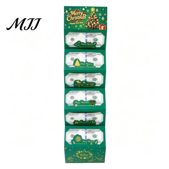Christmas Gift Giving Supplies Money Card Holder with 6 Slots, Santa/Elk/Tree Theme Cash Box for Santa Claus Bills And Cards, Festive Cardboard