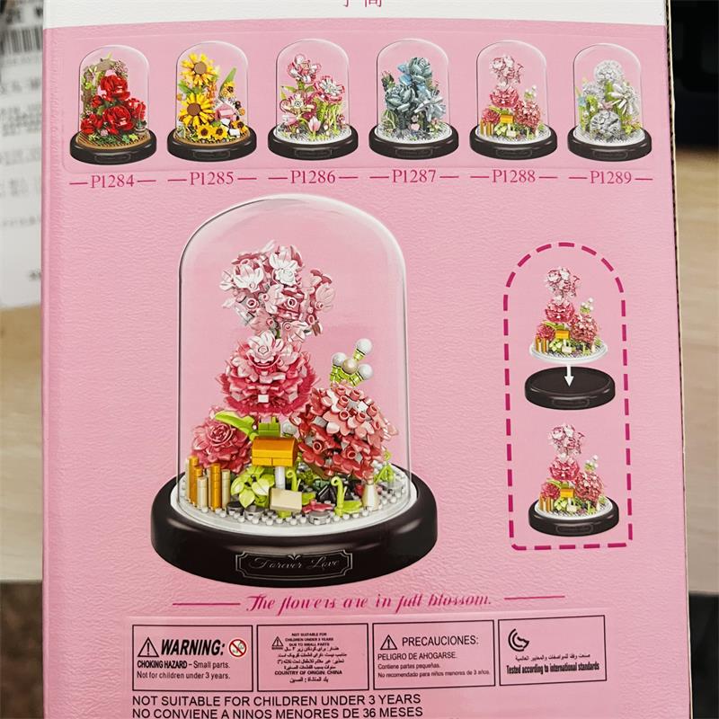 Mini Blocks Simulation Flowers Building Bricks Eternal Plant Preserved Fresh Rose Artificial Sakura Adult Toy Gift Girl Present