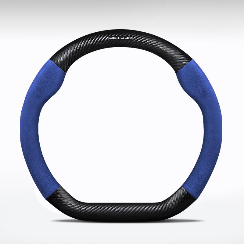 38cm, Genuine Leather for Chery Jetour T2 T3 X70 X70SM X90 X95 DASHING Traveler, Non-Slip Carbon Fiber Car Steering Wheel Cover