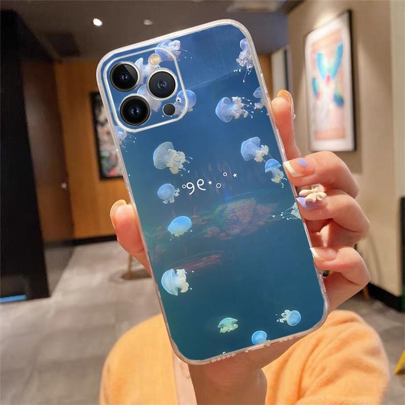 Sea Creatures Jellyfish Phone Case For Iphone 15 14 Pro Max 13 12 11 Pro Max XSMax XR 12 13 Mini 14 Plus