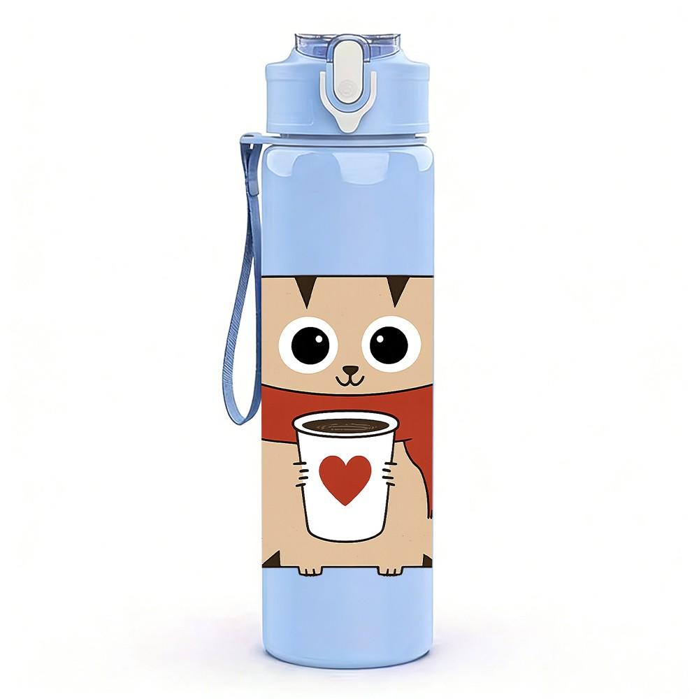 1PC Scarf Cat Coffee Mug 750ml Color Plastic Sports Water Bottle Leakproof Flip Straw Lid Suitable for Sports Office Home Use