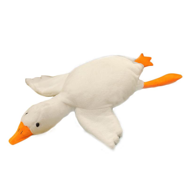 Big White Goose Throw Pillow Plush Toy Doll Lying Down Duck Doll Girl Bed Sleeping Pinch Legs Long Pillow Rag Doll