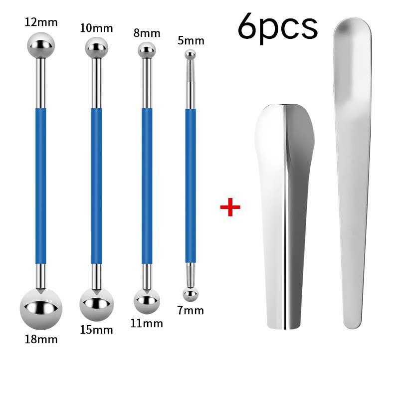 6pcs/set Professional Tile grout tool Double Steel Pressed Ball Repairing Stick Diy Polymer Clay Sculpture Toy Modelling Set