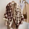 Warm Thick Wool-Blend Scarf With Tassels Soft Faux Cashmere Square Shawl Women Winter Office Daily Wear