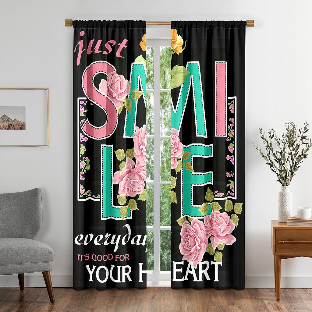 

Retro Slogan Smile Face Hipster Graphic Vector Window Area Curtain Piece Living Living Space Bedroom Restroom Kitchen Area Doorways Cupboard Decor W50 X H130(CM)X2&Grommet Top