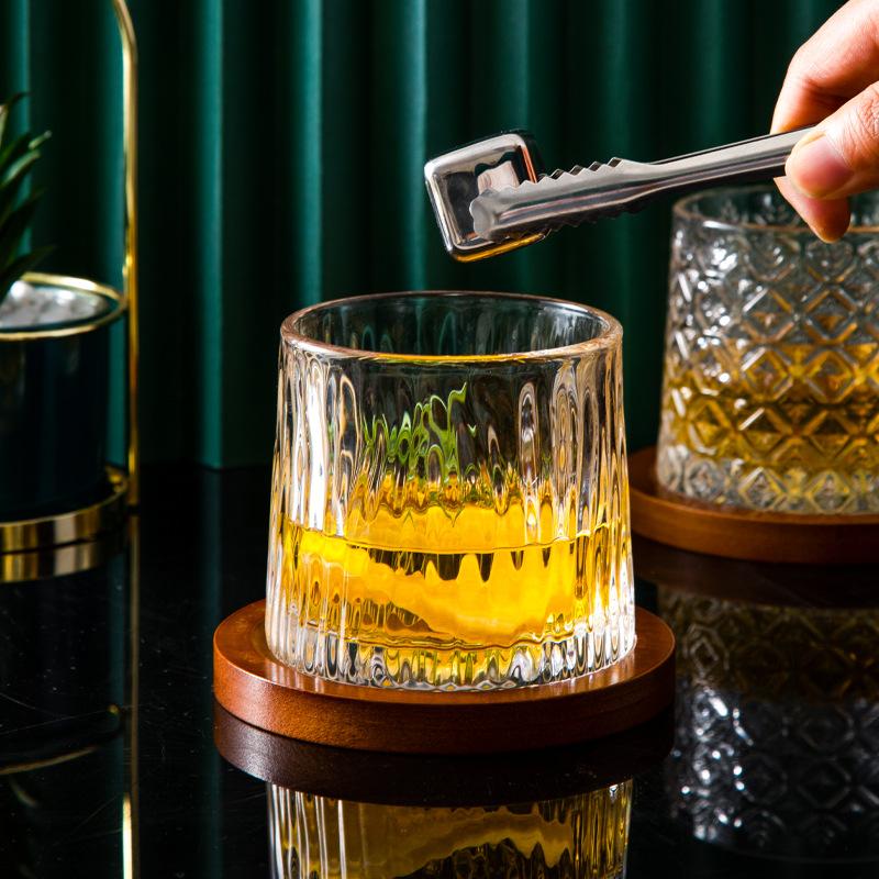 Creative Rotating Whiskey Glass Thickened Personality Tumbler Glass Wine Glass Wine Beer Cup for Restaurants/hotels